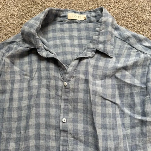 ROOLEE Blue gingham Shirt sz Sm - Picture 2 of 3